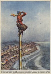 En Atlantic City, un joven americano, después de estar dieciséis días sentado en la cima de un poste
